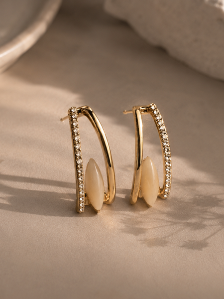 Aria Mother of Pearl Pavé Stud Earrings