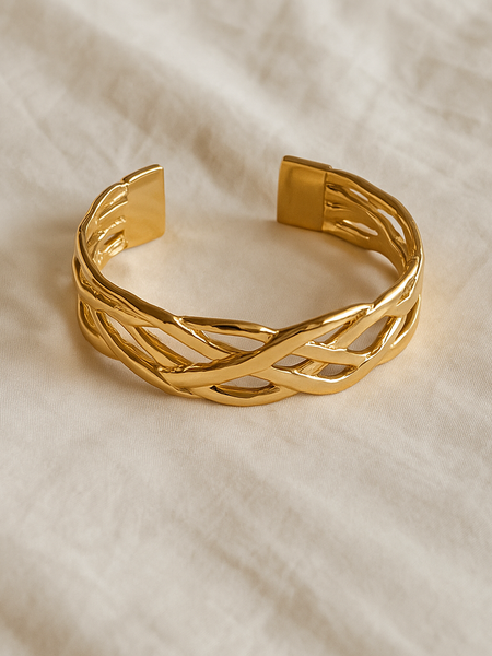 Twisted Elegance Gold-Plated Cuff Bracelet