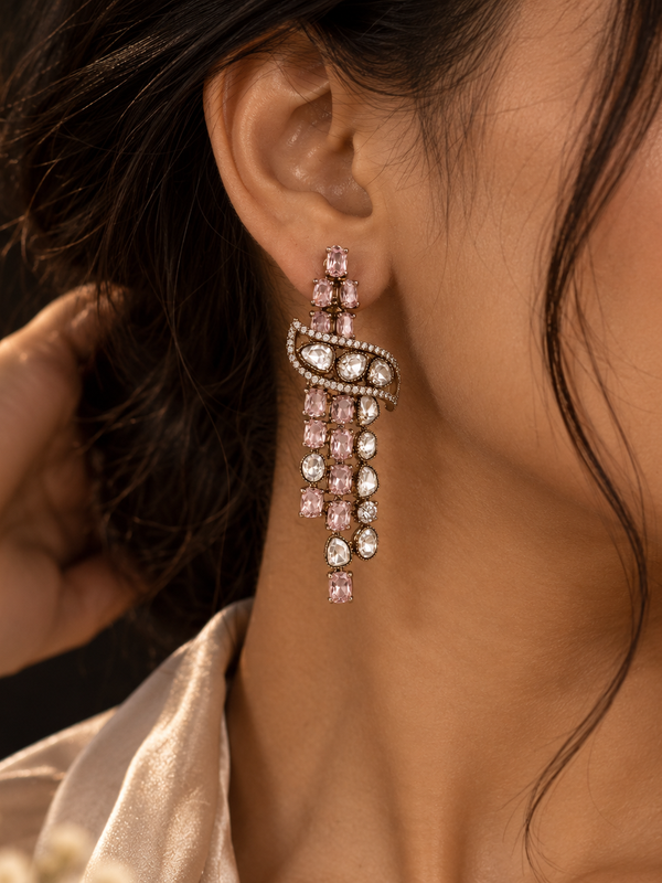 Roshanara Blush Polki Necklace & Earrings Set