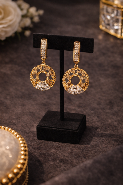 Zaria Filigree Disc Drop Earrings