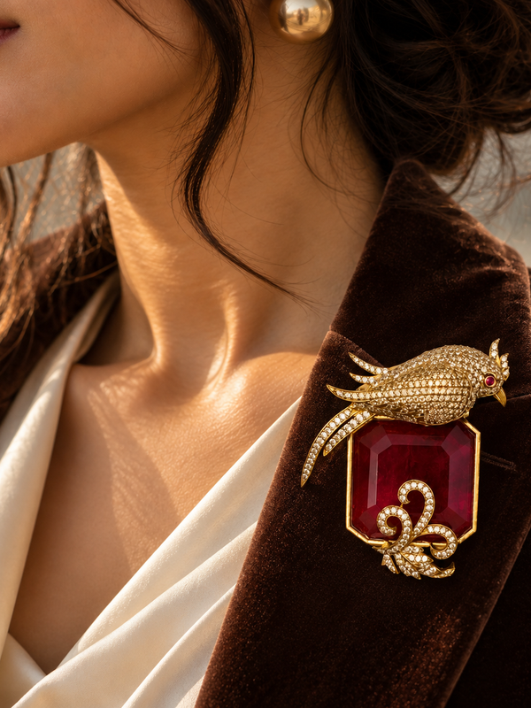 Ruhani Parrot Brooch