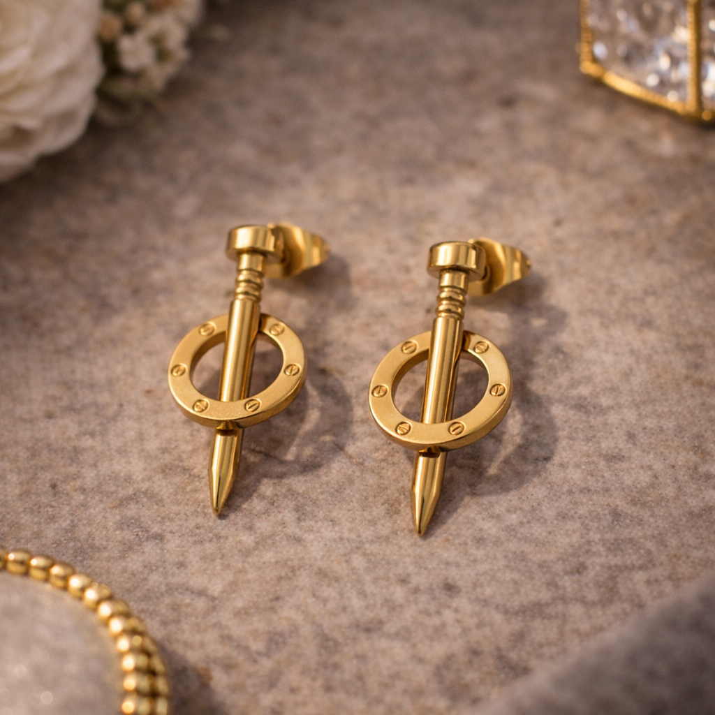 Axel Screw Drop Stud Earrings