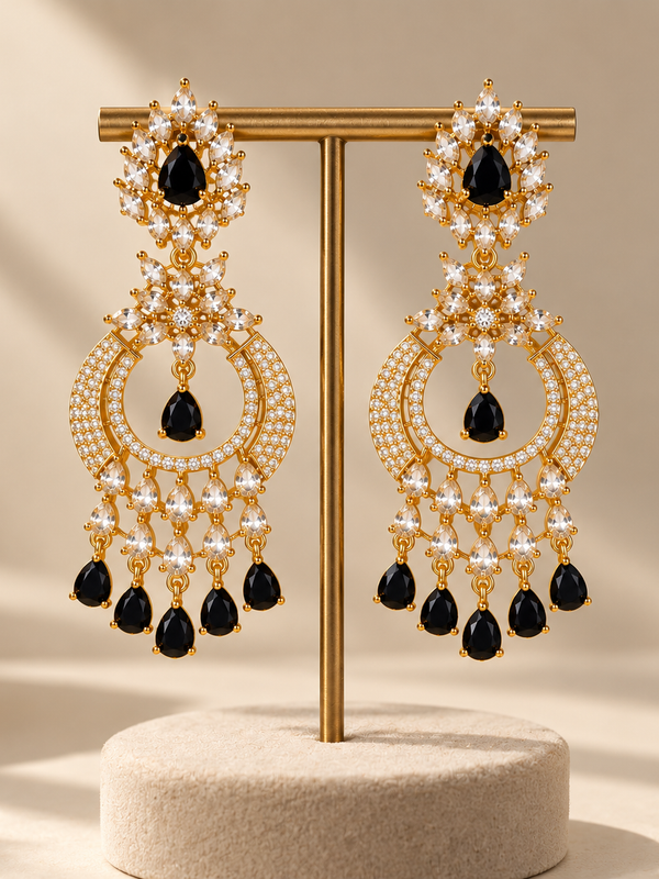 Noor Black Chandbali Earrings