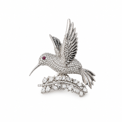 Crystal Hummingbird Brooch