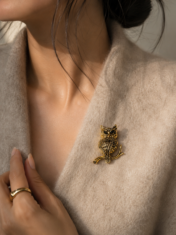 Midnight Owl Statement Brooch