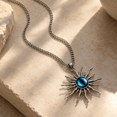 Astra Blue Sunburst Men's Pendant Chain