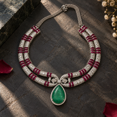 Meher Emerald & Ruby Statement Necklace Set