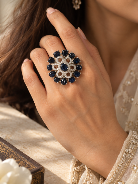 Neelam Sapphire Bloom Statement Ring