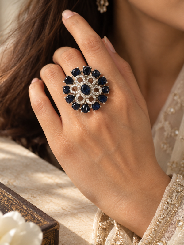 Neelam Sapphire Bloom Statement Ring