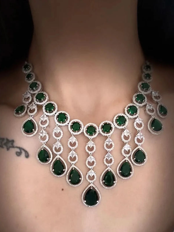 Emerald Empress Diamond Necklace Set