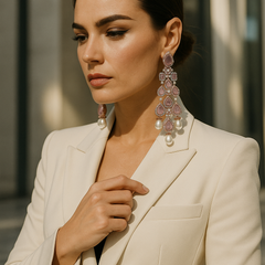 Rosé Cascade Pearl Drop Earrings