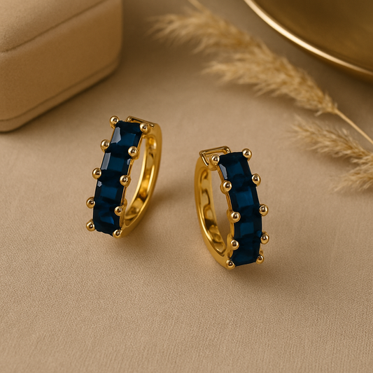Noor Sapphire Gold Hoops