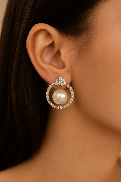 Celeste Pearl Halo Earrings
