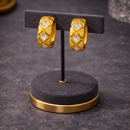 Elara Pavé Disc Stud Earrings