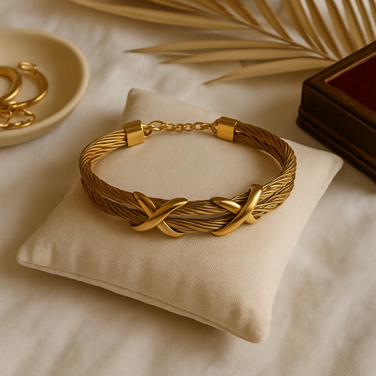 Golden Twist Rope Chain Bracelet