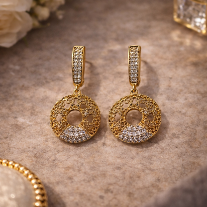 Zaria Filigree Disc Drop Earrings