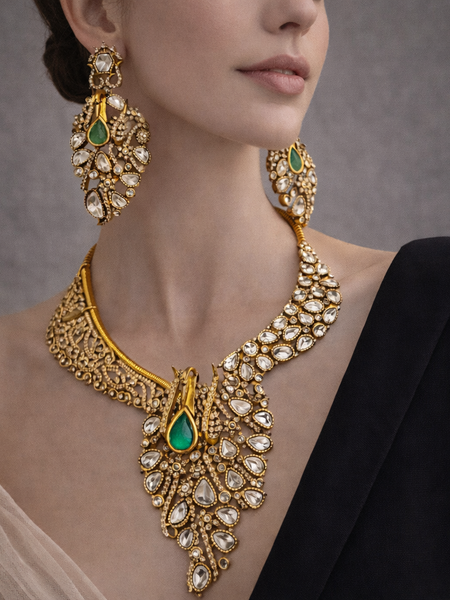 Emerald Peacock Heritage Necklace Set