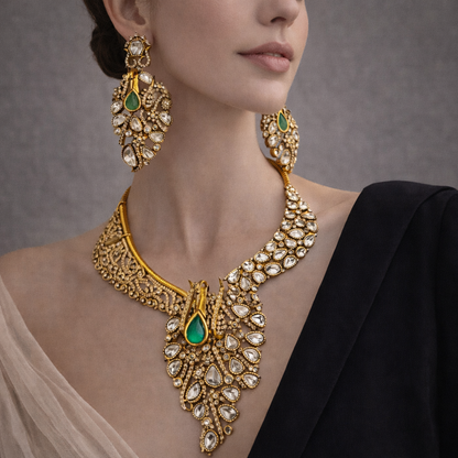 Emerald Peacock Heritage Necklace Set