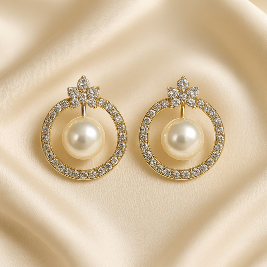 Celeste Pearl Halo Earrings