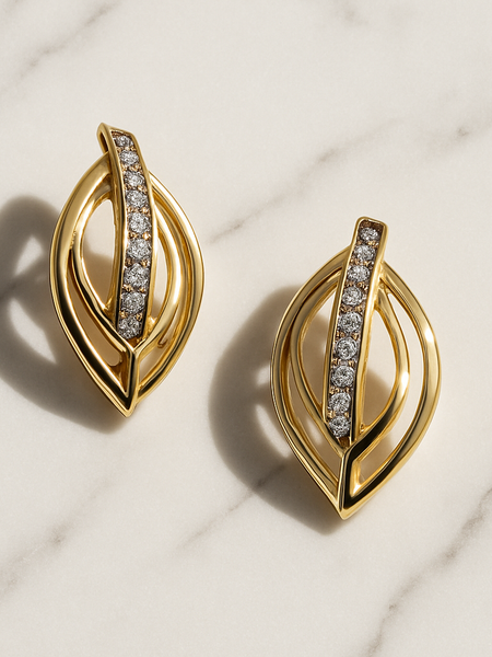 Gold & Zircon Statement Earrings