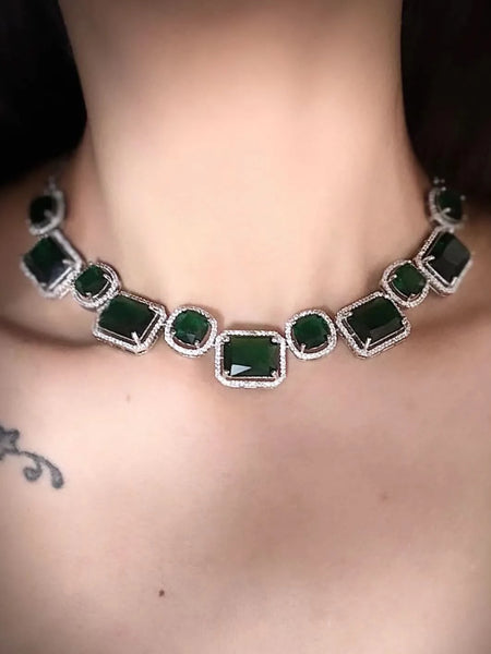 Imperial Emerald Diamond Necklace Set