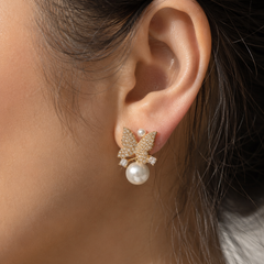 Flutter Pearl Butterfly Earrings