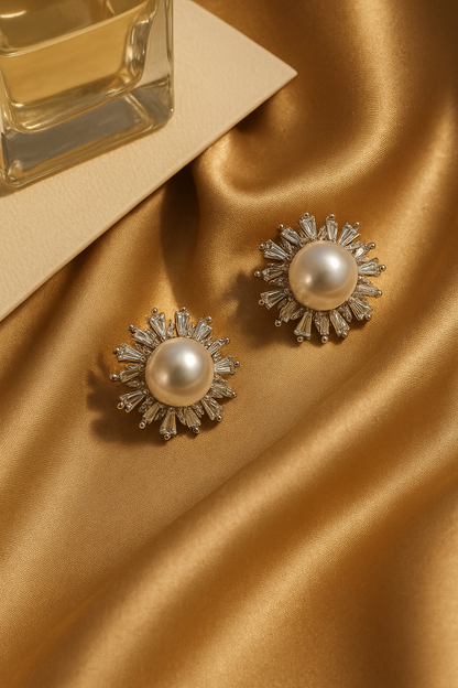 Radiantia Pearl Sunburst Earrings