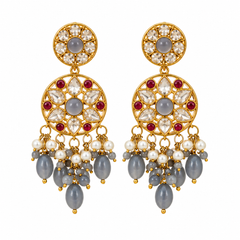 Aabira Grey Polki Mala Necklace Set