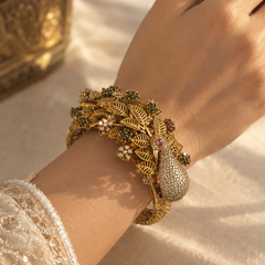 Mayur Pushpa Ruby Emerald Peacock Kada