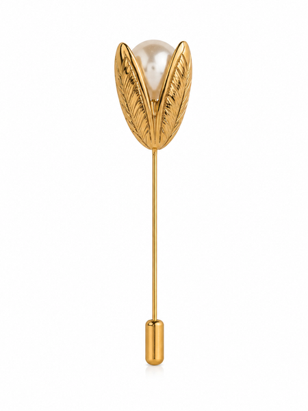 Aurelia Pearl Leaf Lapel Pin