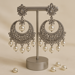 Sitara Silver & Pearl Chandbali Earrings