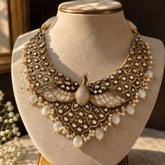 Mayur Mahal Kundan Necklace & Earrings Set