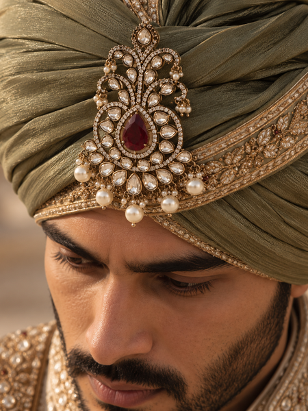 Ruhan Ruby Kundan Men’s Kalgi