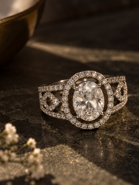 Aurelia Oval Halo Statement Ring