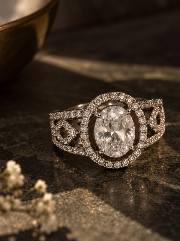 Aurelia Oval Halo Statement Ring