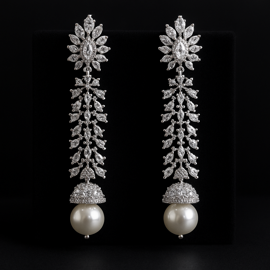 Aarvi Diamond & Pearl Drop Earrings