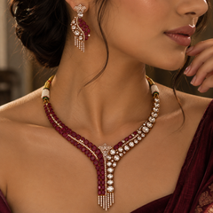 Noor Ruby Polki Necklace & Earrings Set