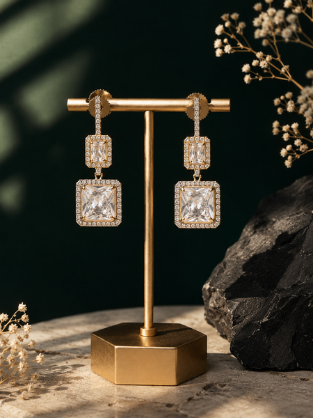 Veyra Crystal Square Drop Earrings