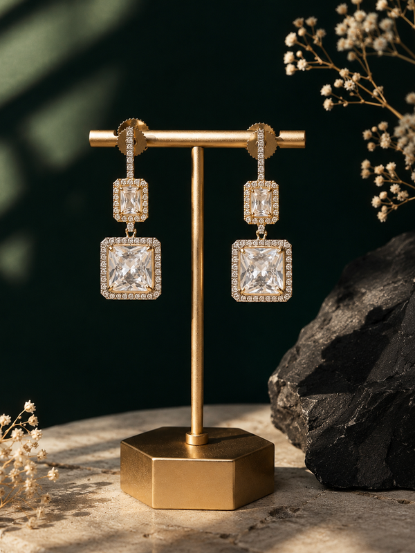 Veyra Crystal Square Drop Earrings