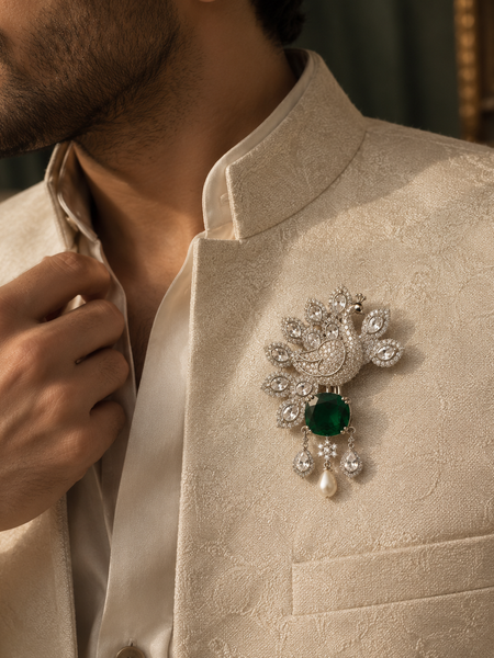 The Emerald Mayura Statement Brooch