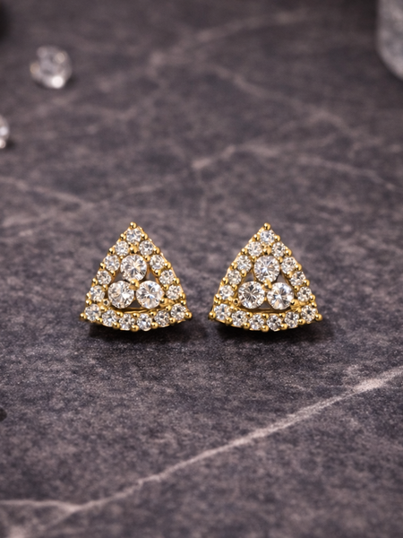 Trinity Sparkle Triangle Stud Earrings