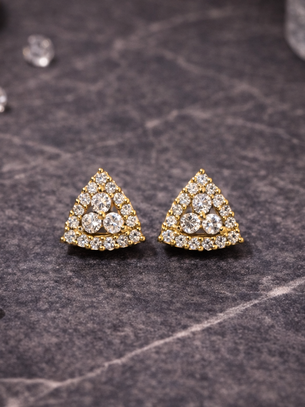 Trinity Sparkle Triangle Stud Earrings