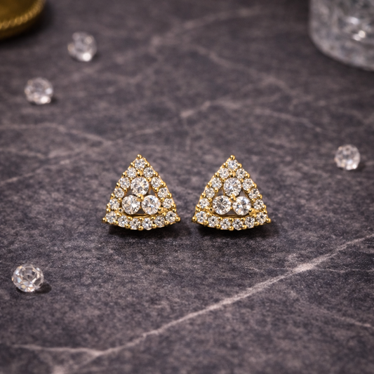 Trinity Sparkle Triangle Stud Earrings