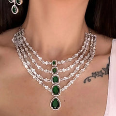 Emerald Cascade Diamond Necklace Set