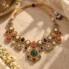 Ziya Navratna Necklace & Earrings Set