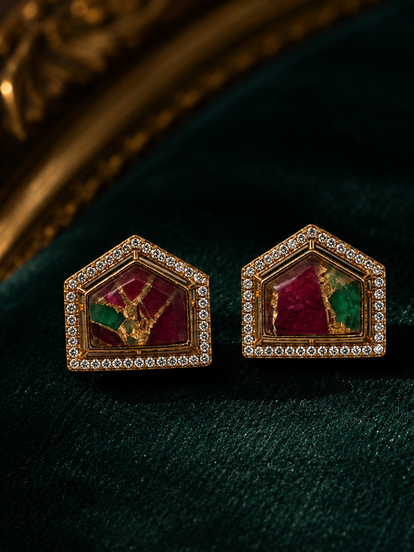 Mosaic Ruby Statement Studs