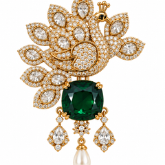 Mayura Emerald Brooch