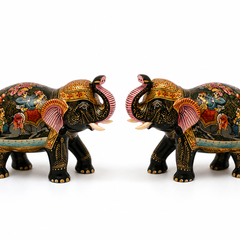 The Royal Procession Hand-Painted Elephant Pair