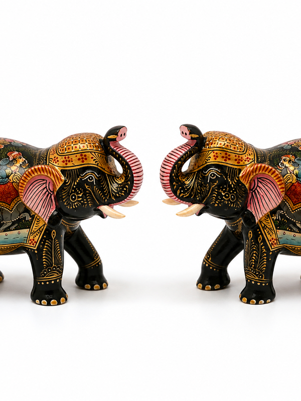 The Royal Procession Hand-Painted Elephant Pair