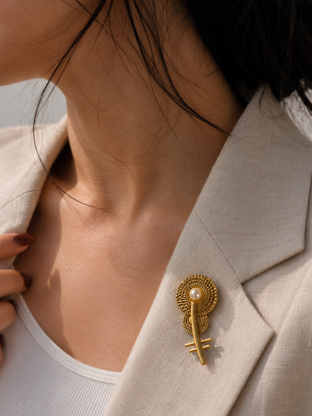 Celestial Pearl Symbol Brooch